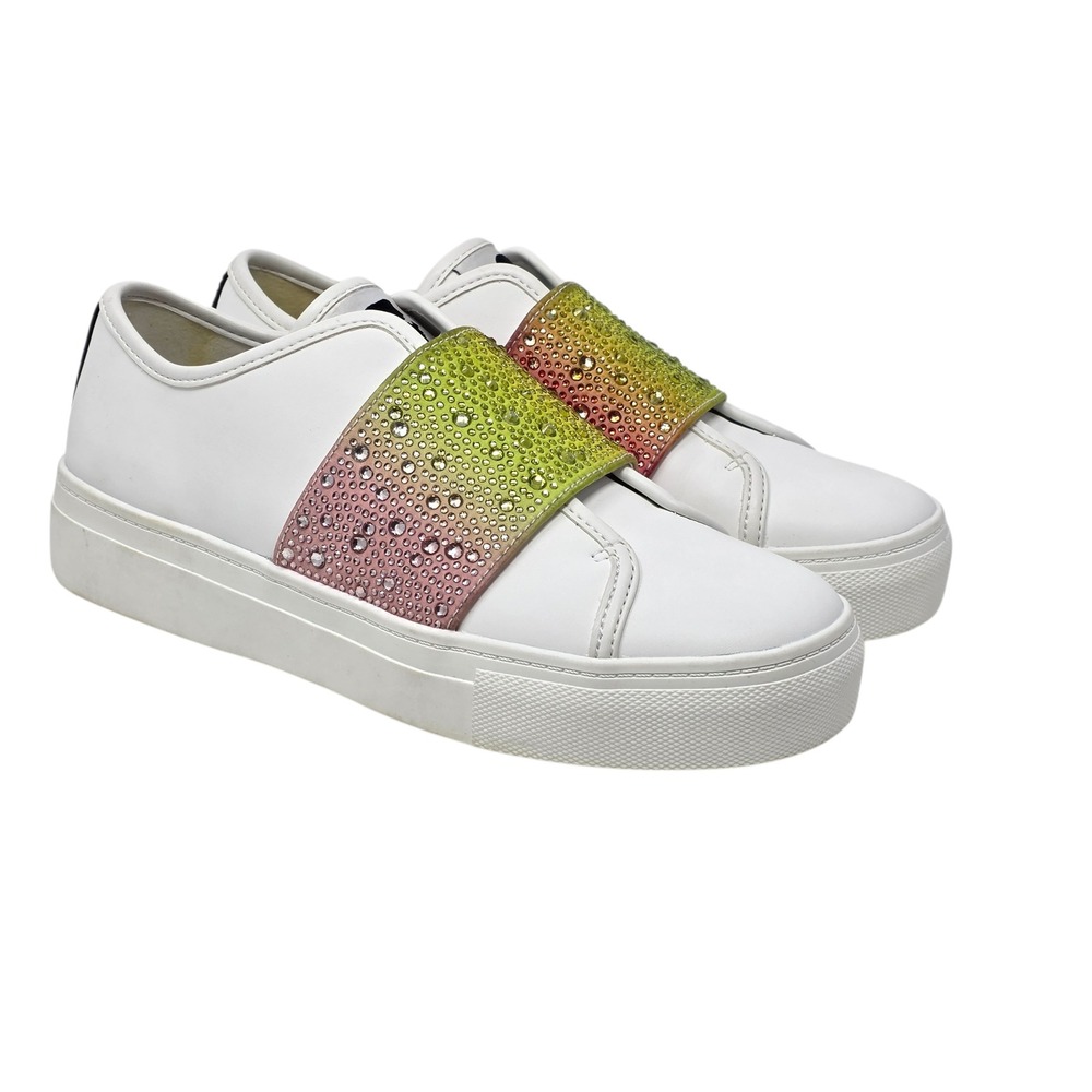 KARL LAGERFELD PARIS Remmy‎ Rhinestone Slip On Sneakers Women White Size 6M 36B
